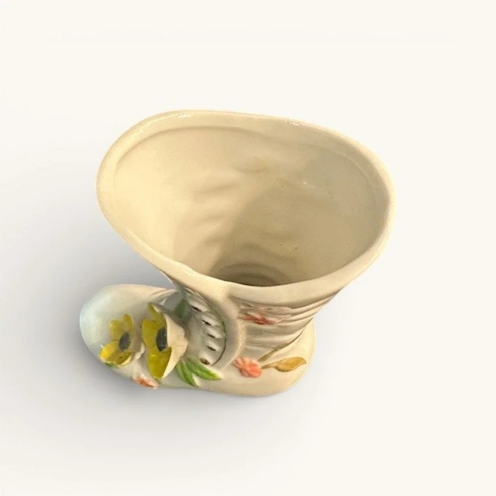 Vintage Ceramic High Heel Boot Vase – Porcelain‎ Floral Accent Décor